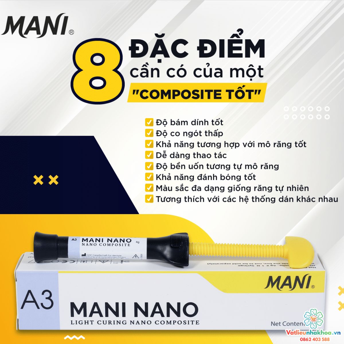 Composite đặc MANI NANO - Tuýp 4g