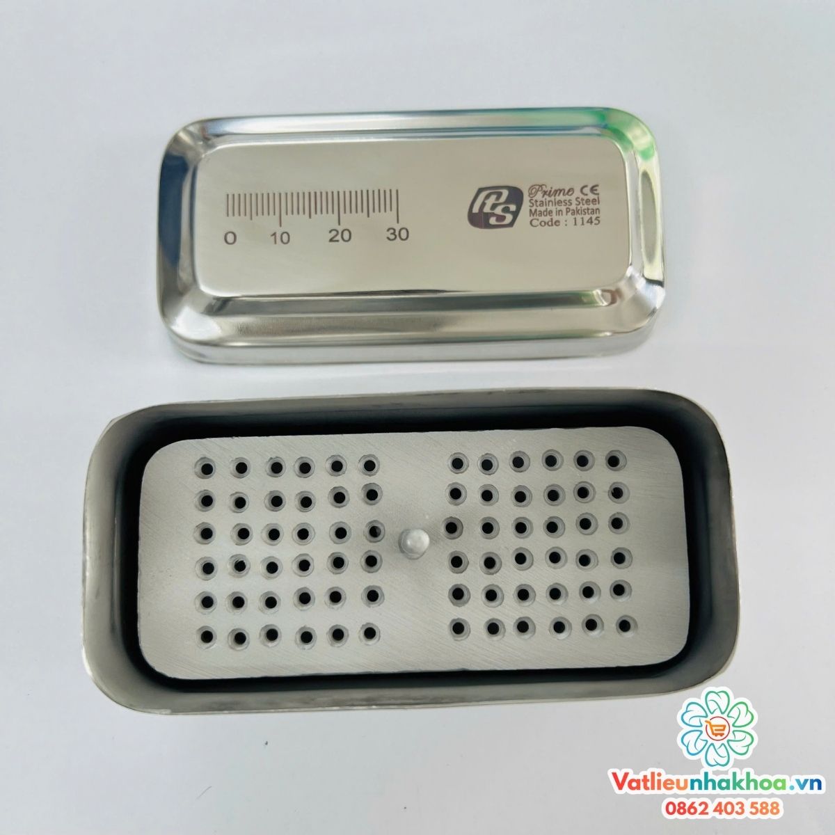 Hộp inox hấp nong dũa - Hộp đựng trâm file hình chữ nhật - Pakistan