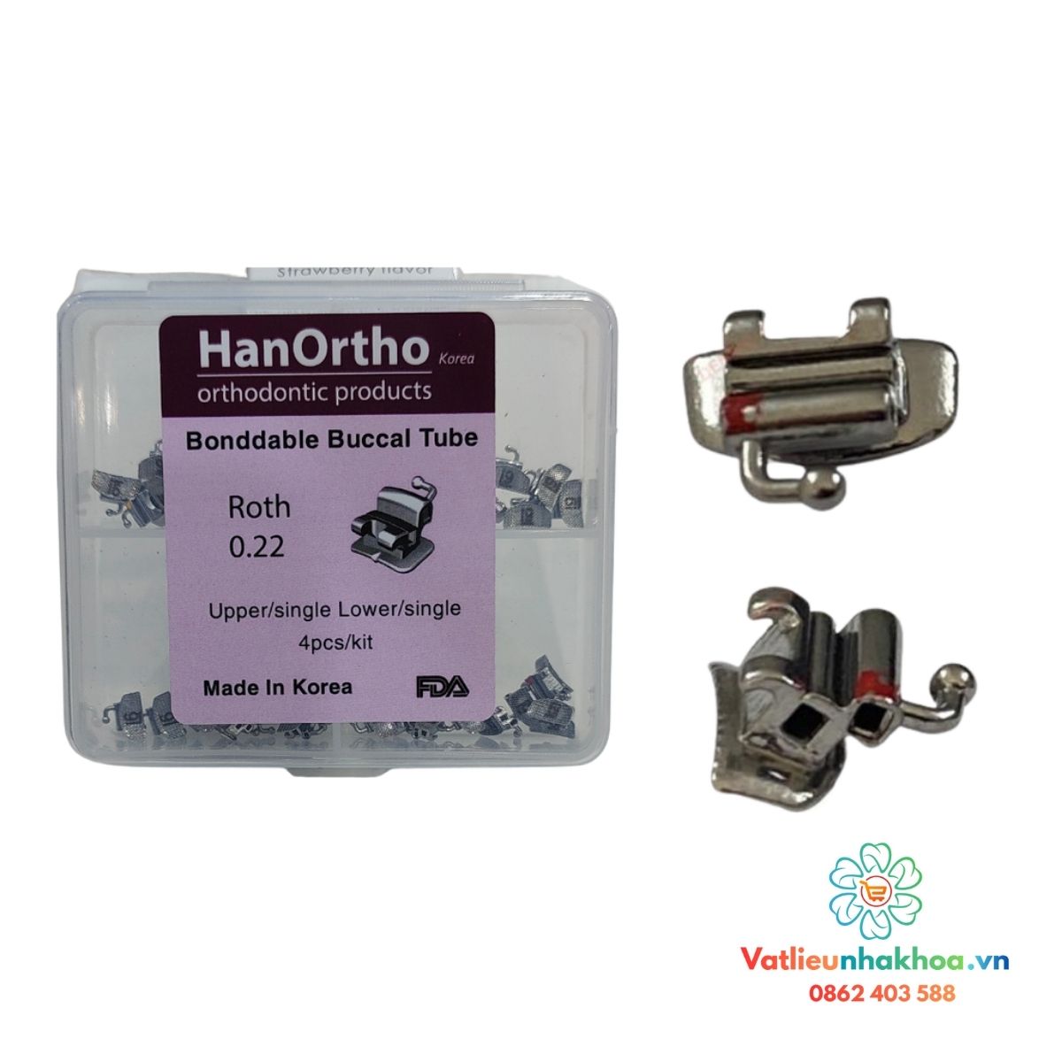 Mắc cài răng 6 - 2 ống - Loại hộp - Roth 022 - SET 20