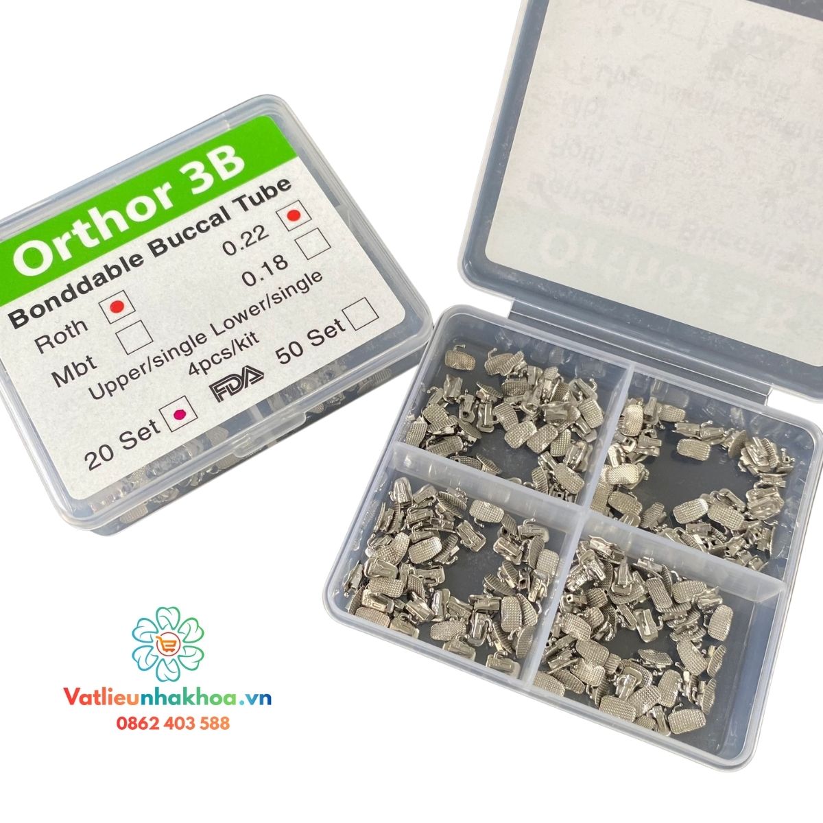 Mắc cài răng 6, răng 7 - 1 ống - Loại hộp