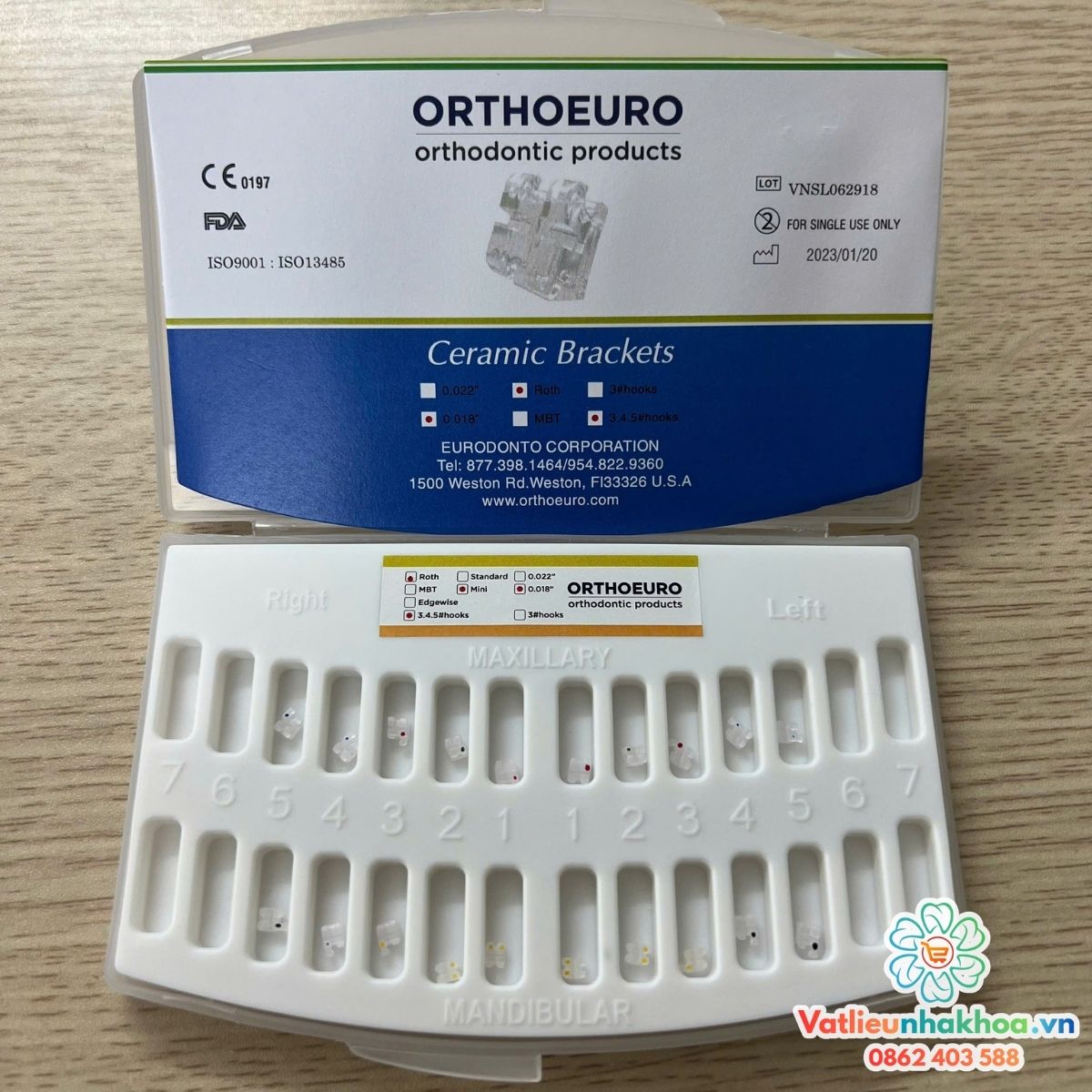 Mắc cài sứ OrthoEuro (MUA 5 TẶNG 1)