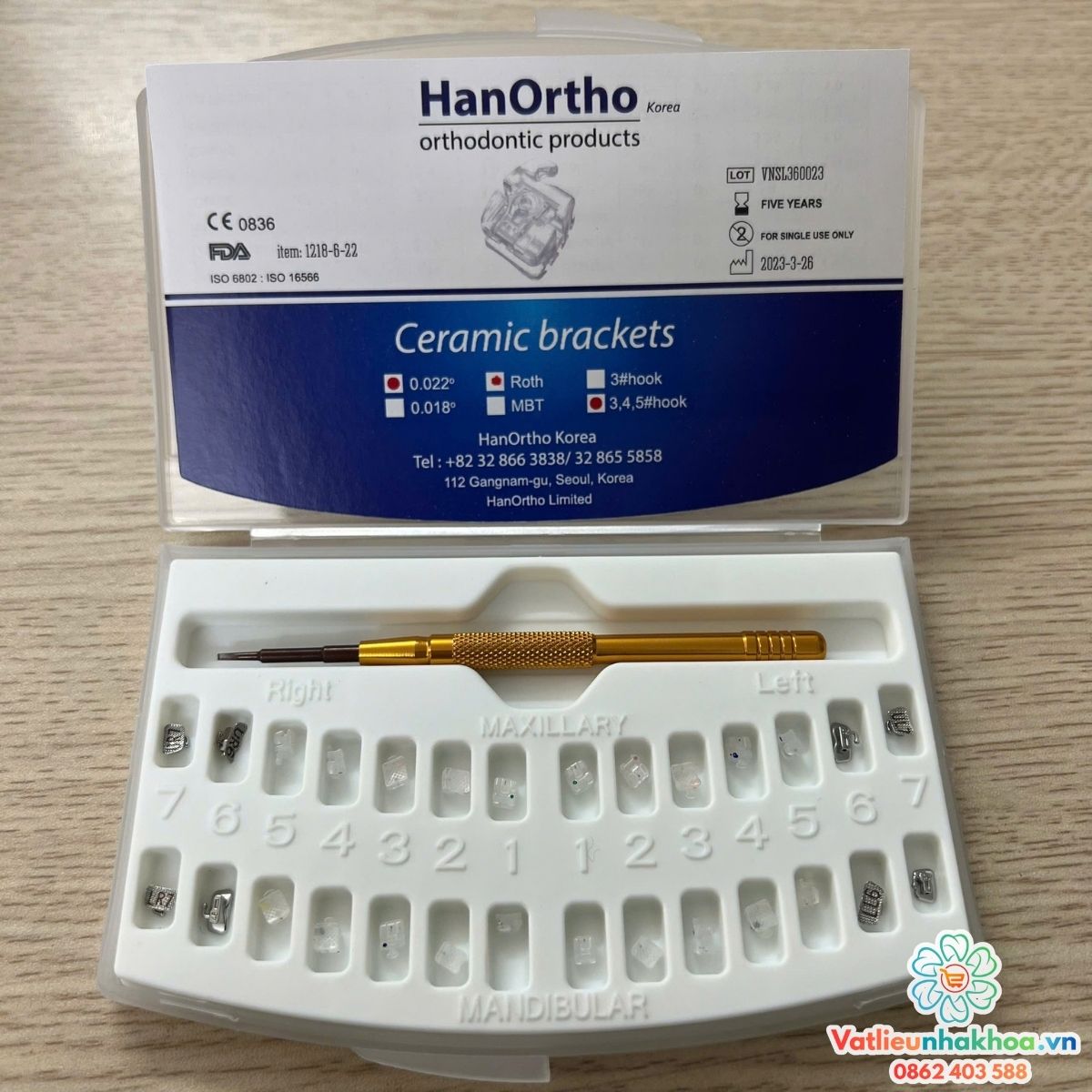 Mắc cài sứ tự khóa HanOrtho (tự buộc)