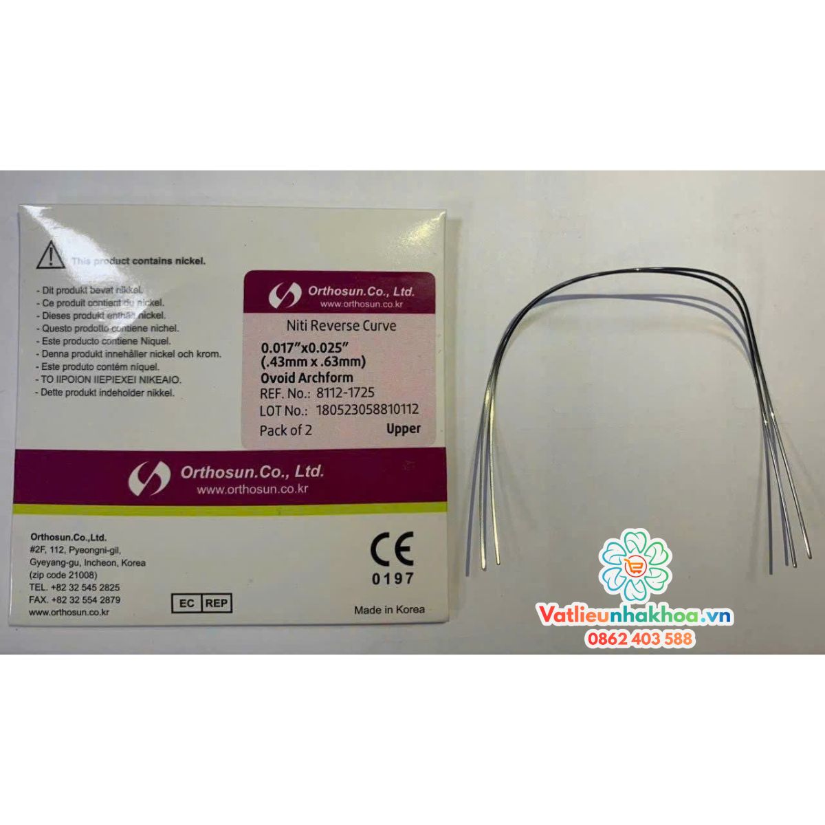 Dây cung ngược Reverse đuôi thẳng Orthosun Hàn Quốc - Gói 2 sợi
