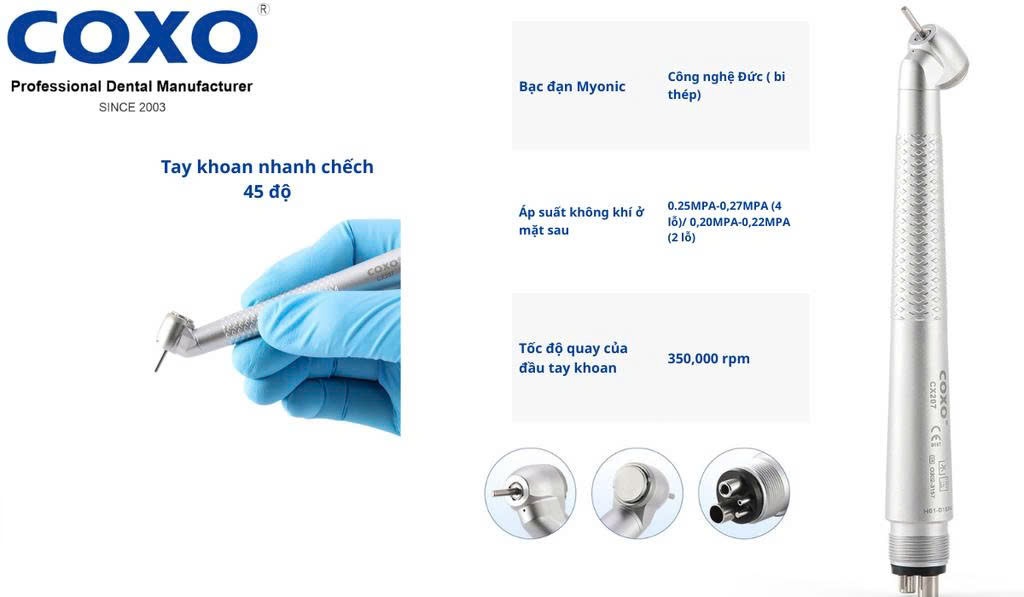 Tay khoan nhanh COXO chếch 45 độ không đèn