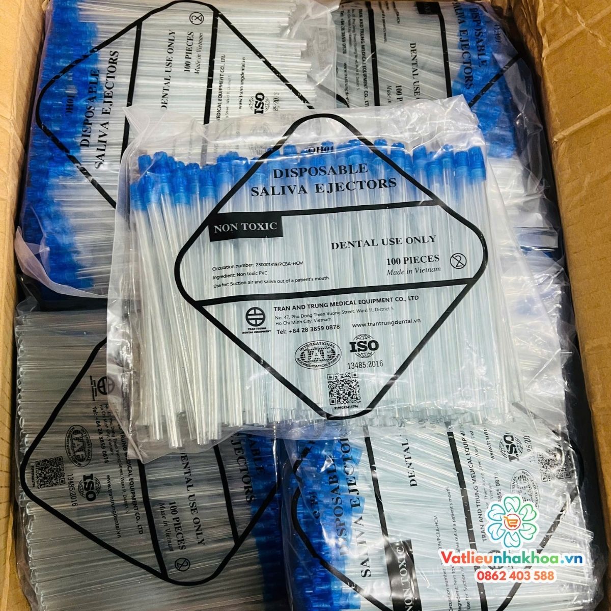 Ống hút nước bọt Việt Nam (Gói 100 cái)
