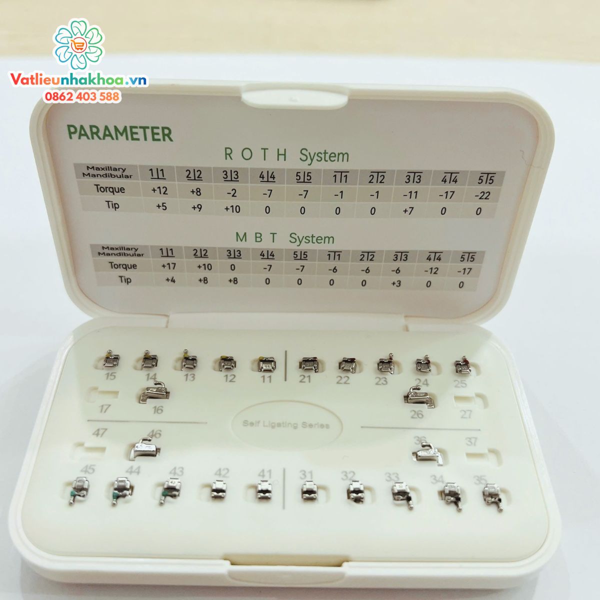 Mắc cài kim loại tự khóa HanOrtho (tự buộc) (MUA 10 TẶNG 1)