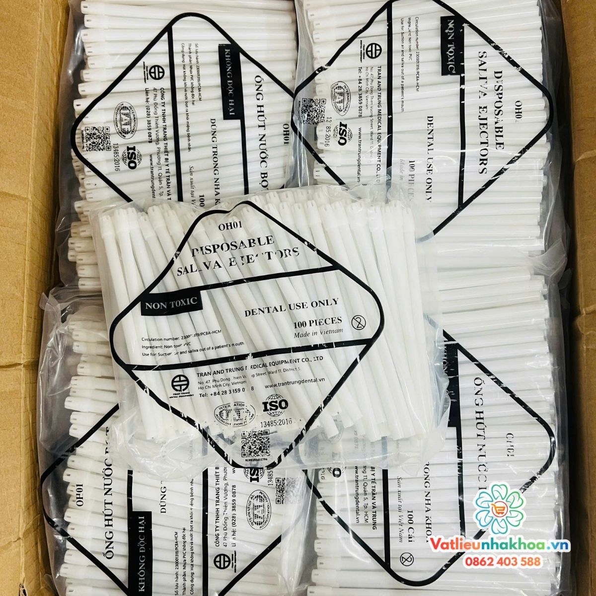 Ống hút nước bọt Việt Nam (Gói 100 cái)