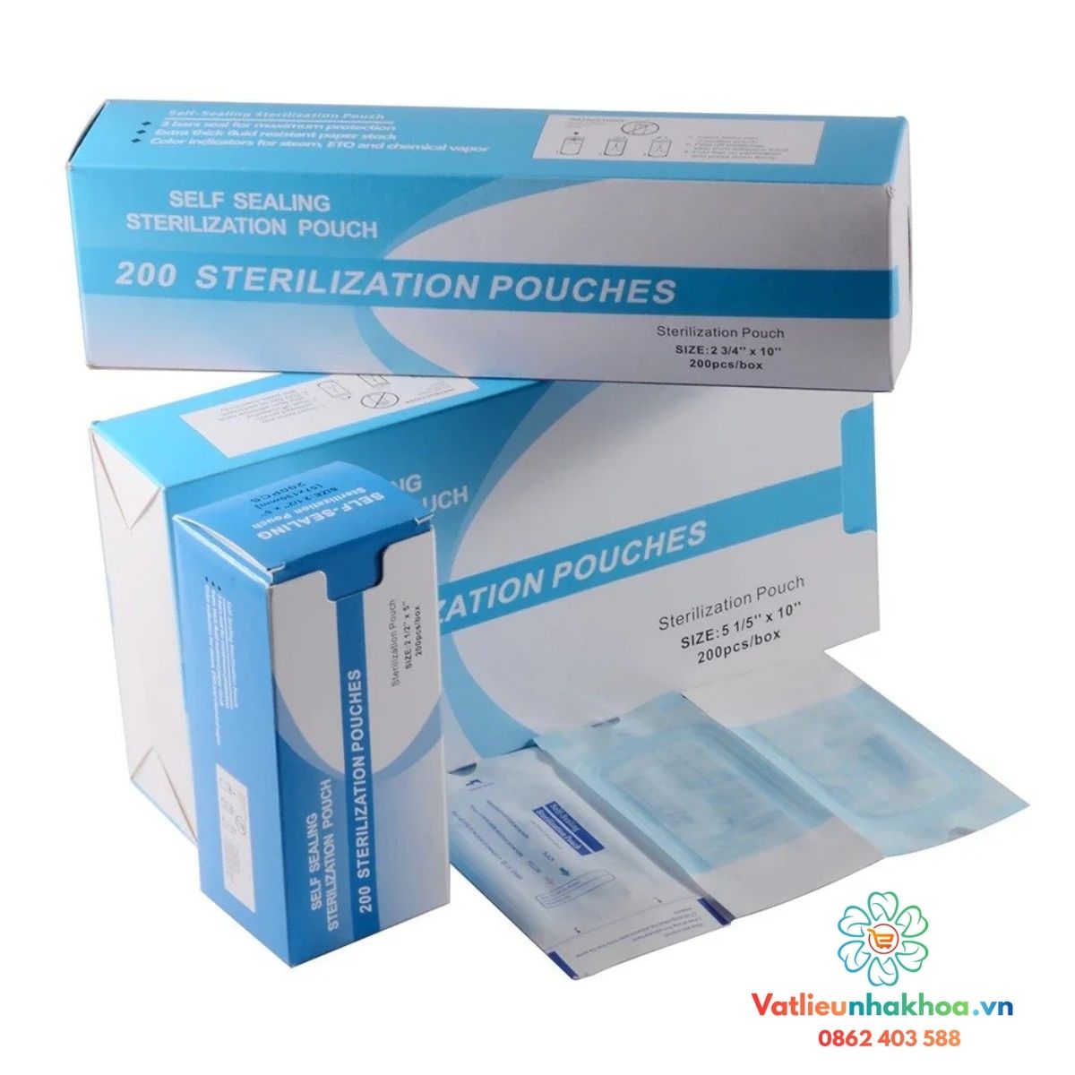 Túi hấp tiệt trùng y tế dán sẵn (Hộp 200 túi)
