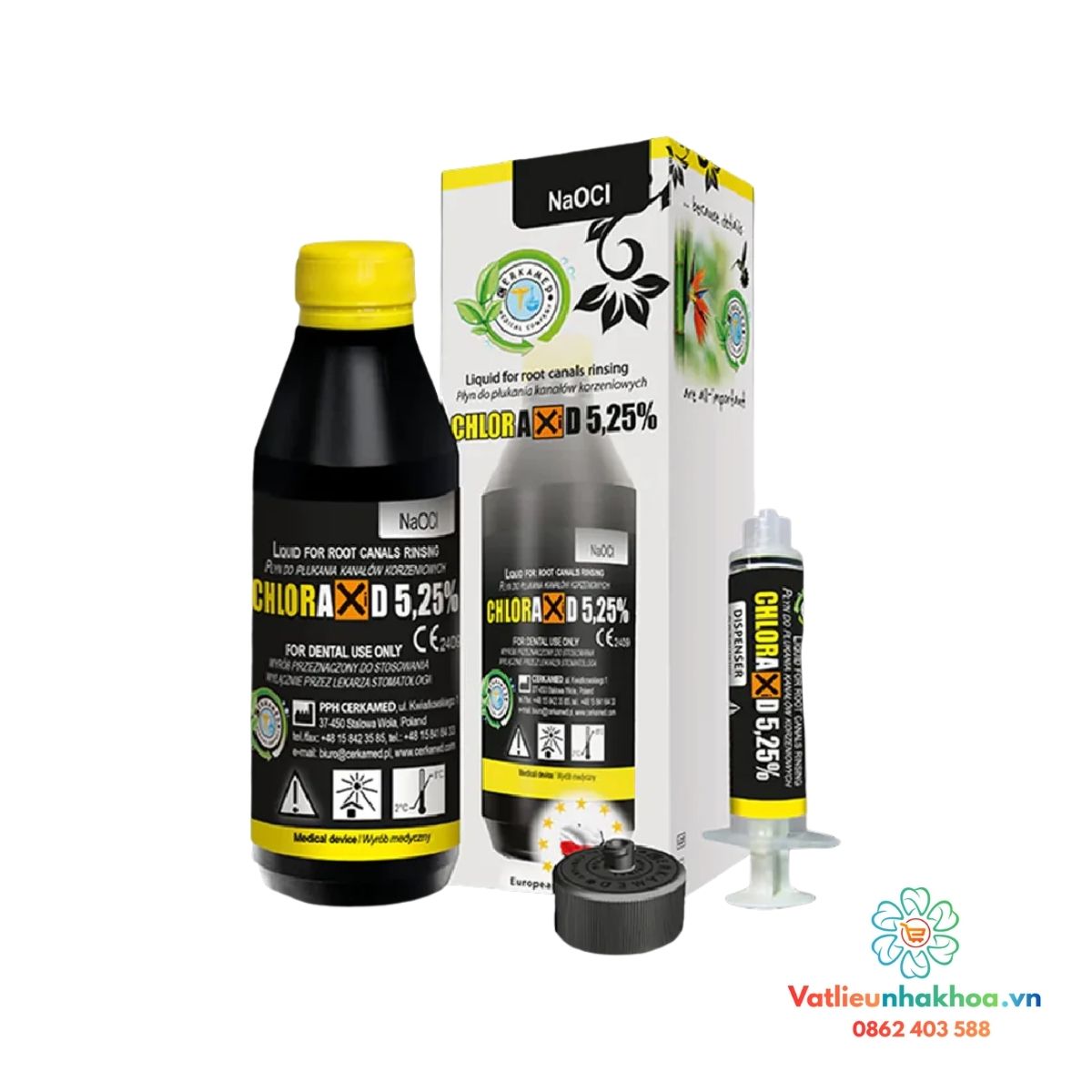 Dung dịch bơm rửa tủy Chloraxid 5,25% ( Naocl 5,25%)