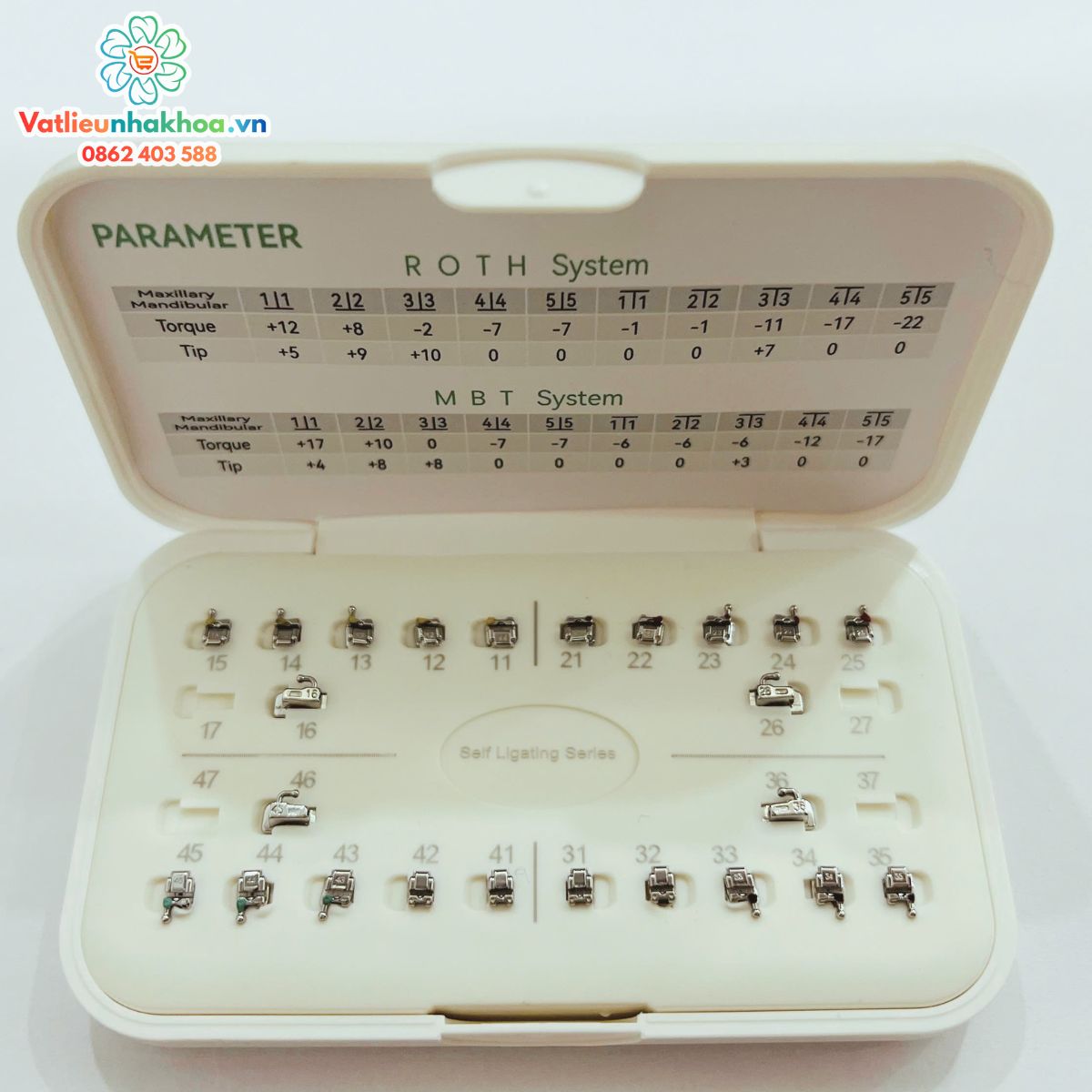 Mắc cài kim loại tự khóa HanOrtho (tự buộc) (MUA 10 TẶNG 1)