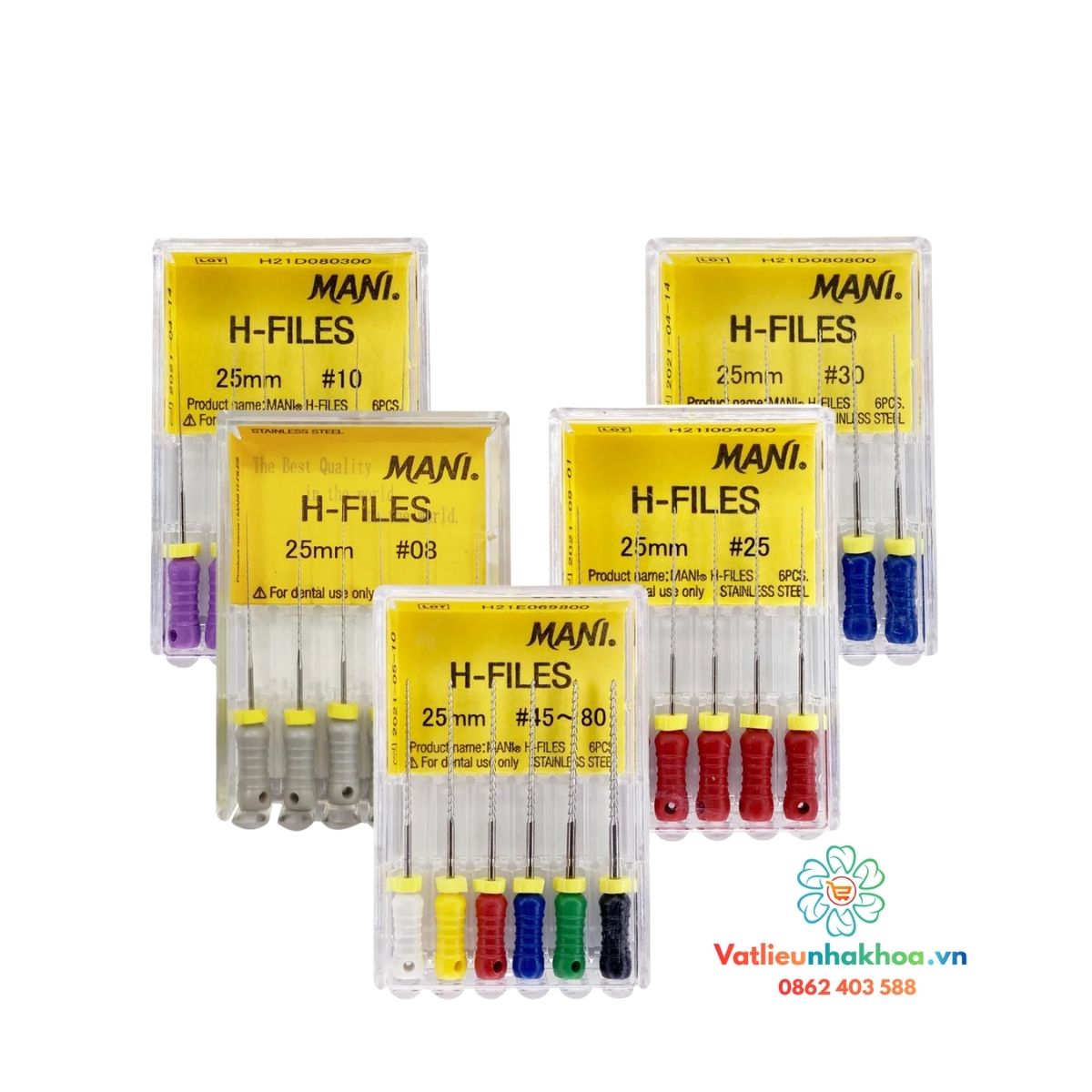 Trâm dũa dẻo Niti H-Files Mani (Hộp 6 cây)