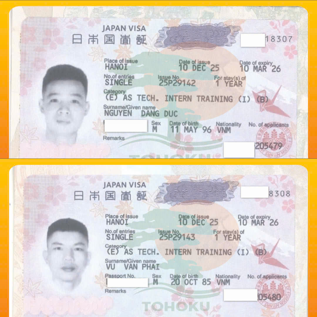[ 18.12.2025-  VISA] CONGRATULATIONS TO NGUYEN DANG DUC AND VU VAN PHAI ON RECEIVING THEIR JAPAN VISAS