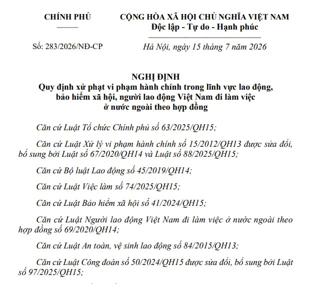 2026年9月10日から：海外で不法に滞在するベトナム人労働者は最高1億ドンの罰金の対象に