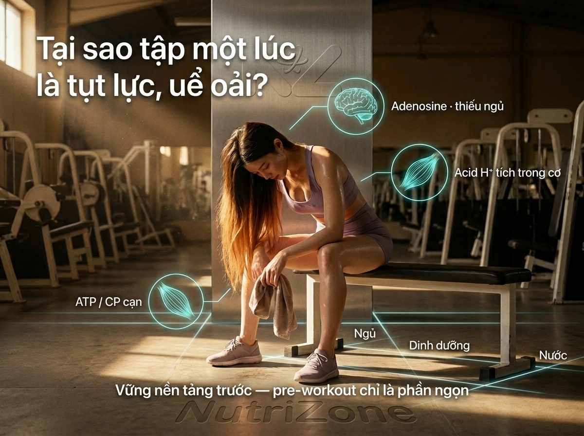 Vì sao tập gym một lúc là tụt lực, uể oải? Cơ chế mệt mỏi khi tập, giải thích đơn giản