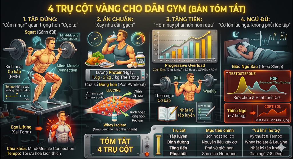 🏋️ 4 TRỤ CỘT VÀNG CHO DÂN GYM