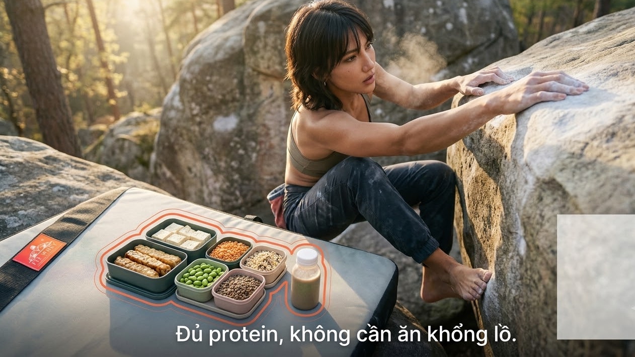 Vận động viên thuần chay leo núi đá trong rừng