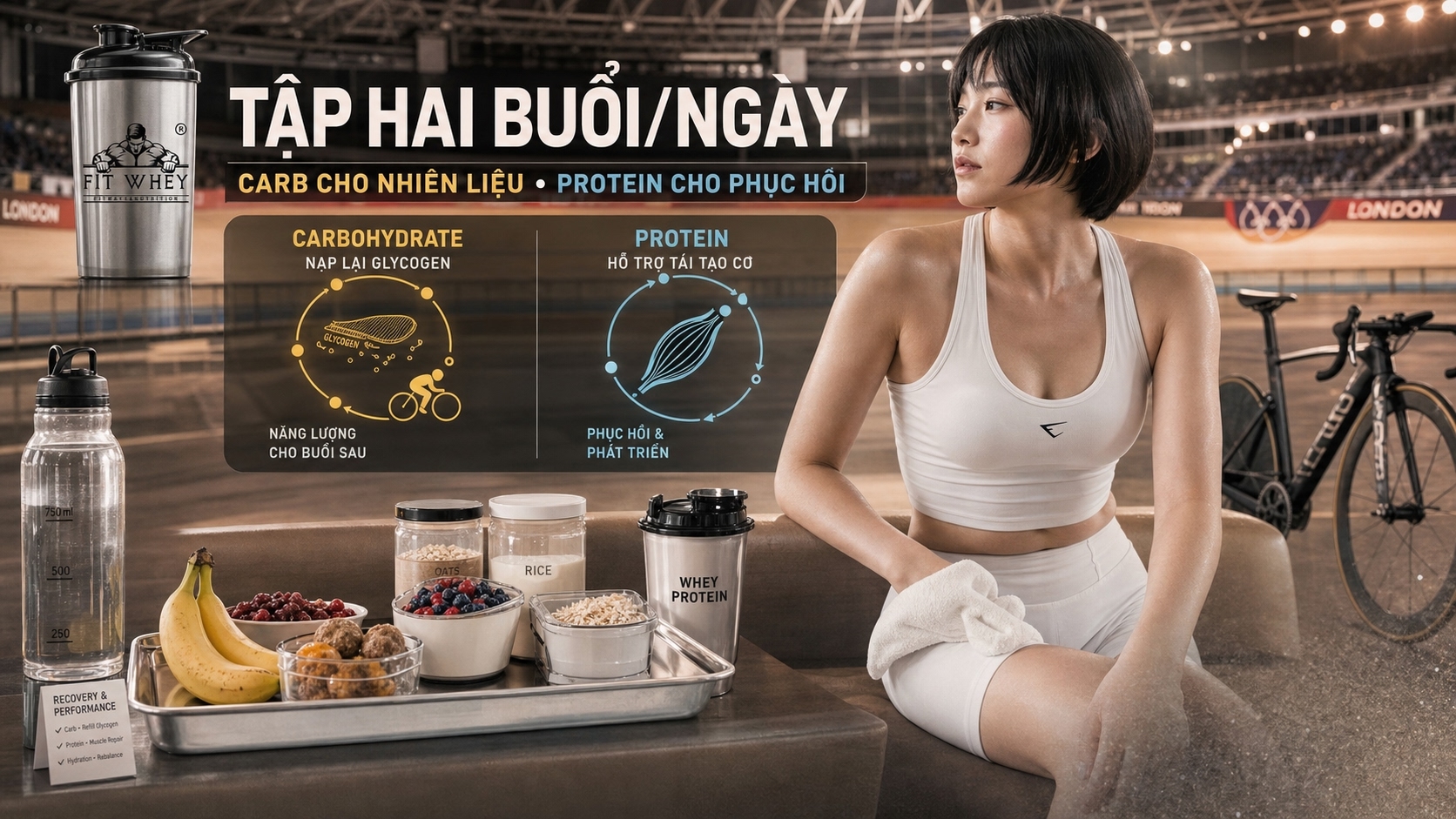 Vận động viên chuẩn bị carbohydrate và protein khi tập hai buổi mỗi ngày