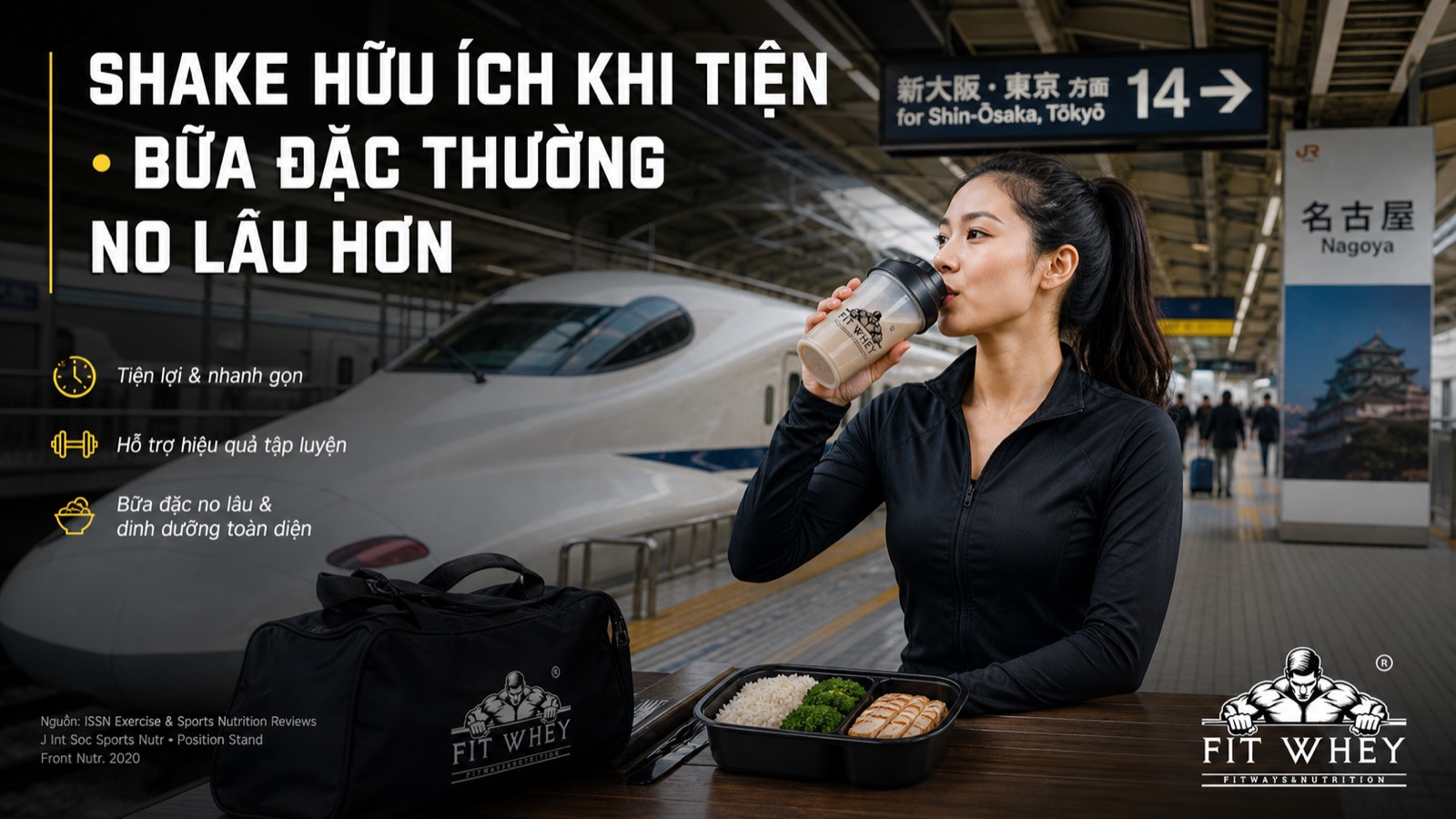 Infographic protein shake tiện lợi nhưng bữa ăn đặc no lâu và dinh dưỡng toàn diện hơn