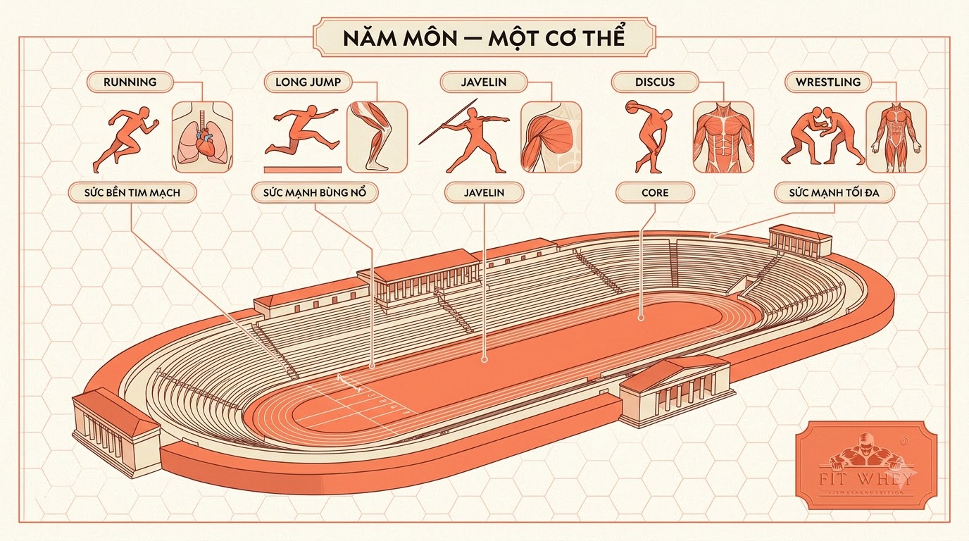 Sơ đồ khảo cổ học năm môn pentathlon tại Olympia