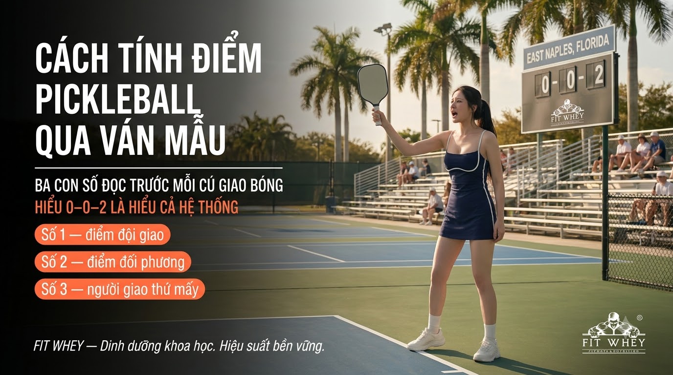 Nữ vận động viên thi đấu Pickleball trên sân