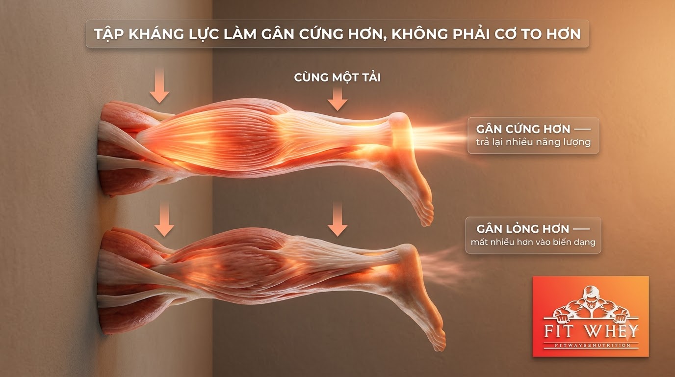 Sơ đồ gân Achilles tích trữ và hoàn trả năng lượng khi chạy