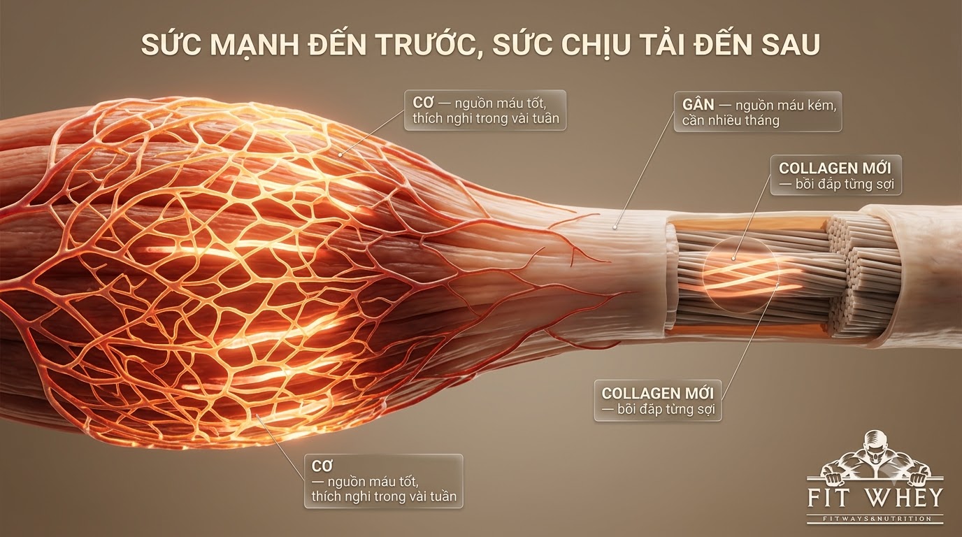 Minh họa cơ phục hồi nhanh hơn quá trình thích nghi của gân