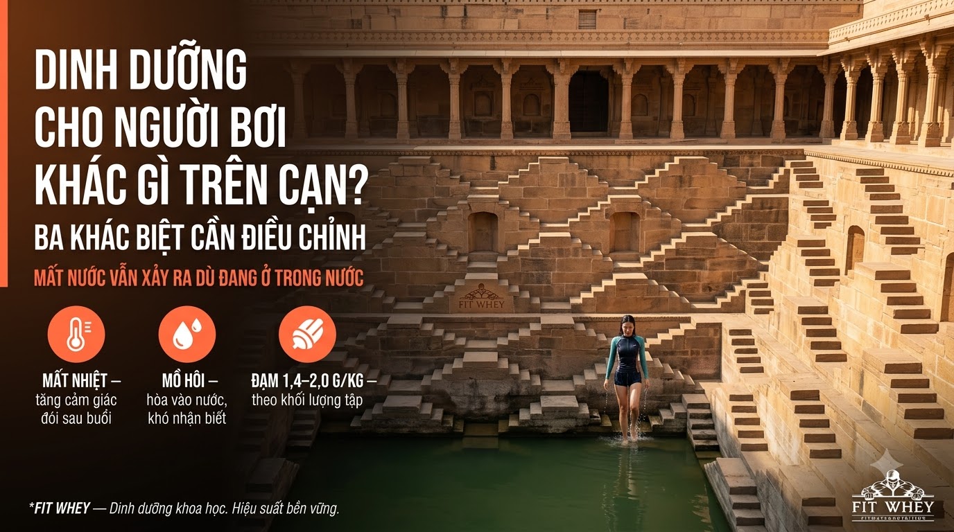 Nữ vận động viên đứng bên mép công trình hồ bậc thang