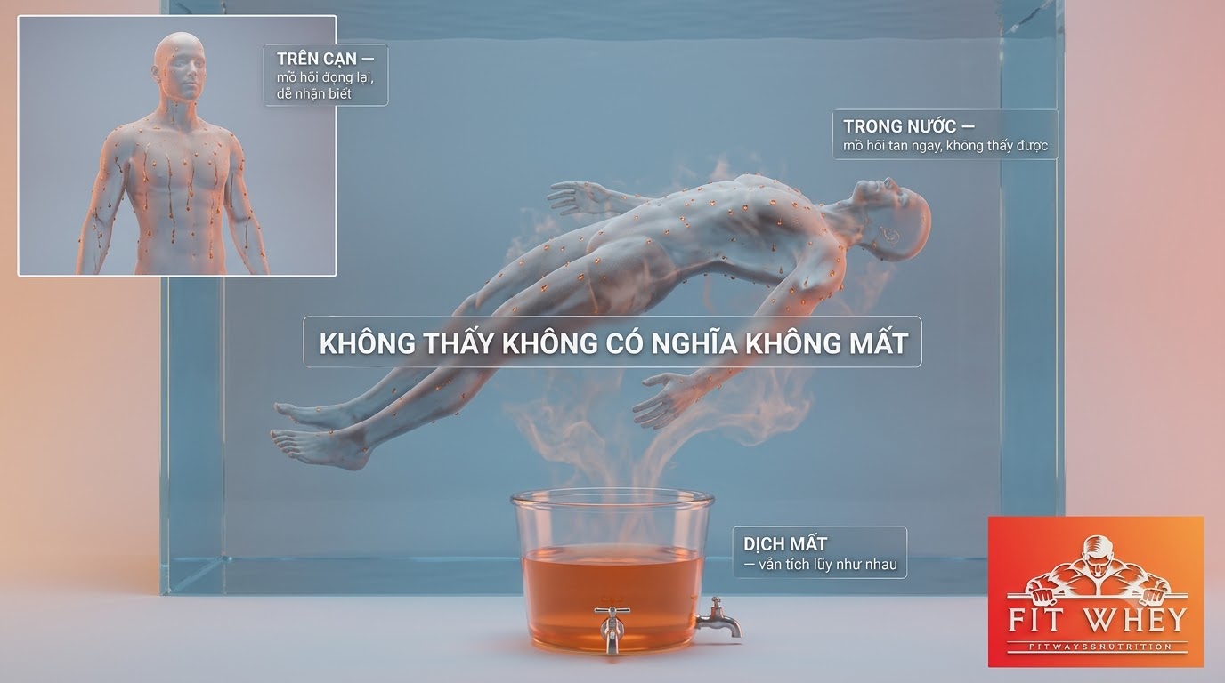 Đồ họa cơ thể vẫn mất dịch qua mồ hôi khi vận động dưới nước