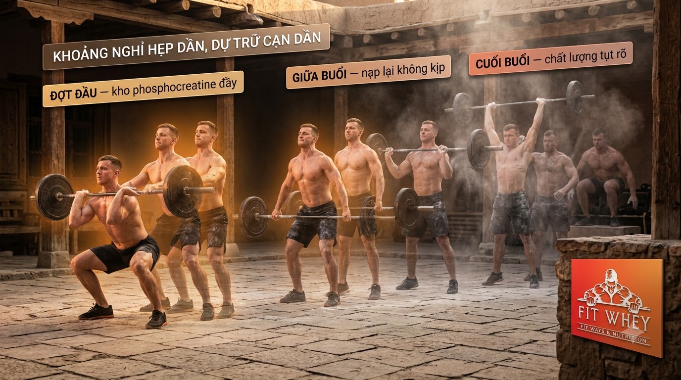 Minh họa chuỗi động tác sức mạnh và tim mạch trong một buổi WOD
