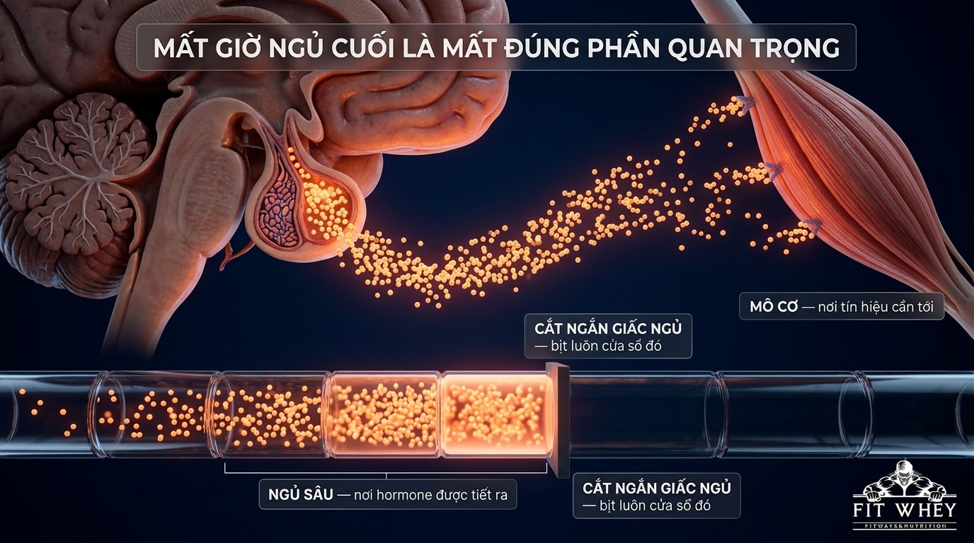 Minh họa mối liên hệ giữa hormone, hạn chế giấc ngủ và phục hồi