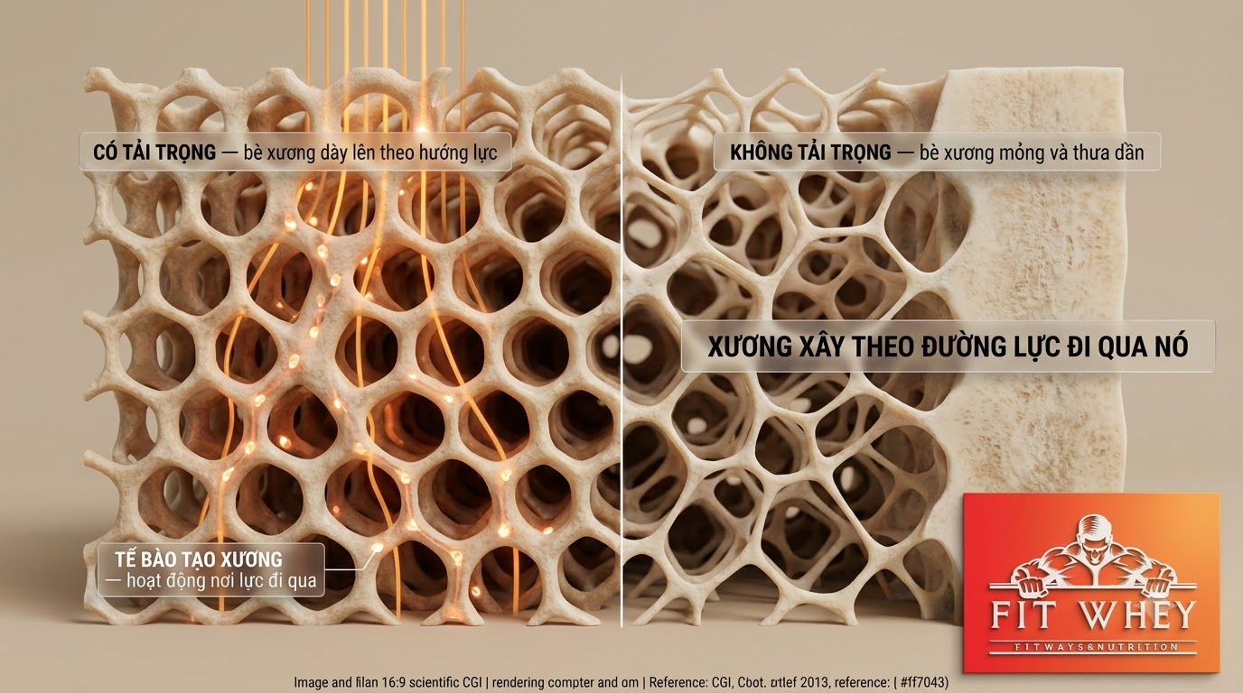 Sơ đồ xương thích nghi với lực kéo của cơ và tải trọng