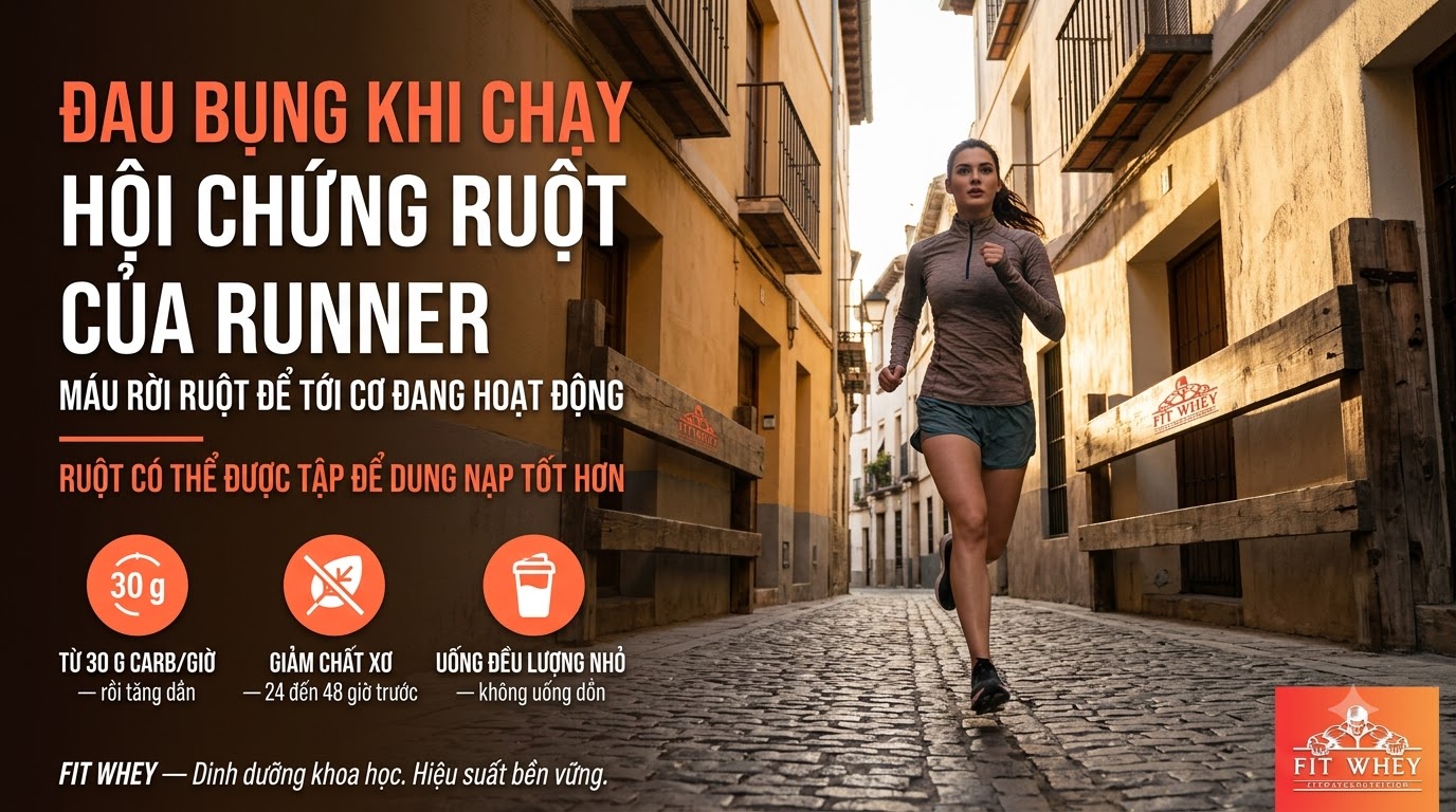 Nữ runner chạy trên đường lát đá trong đô thị