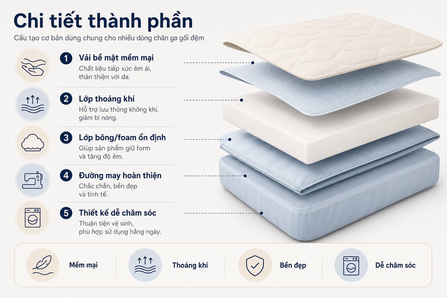 Chi tiết thành phần chăn ga gối đệm