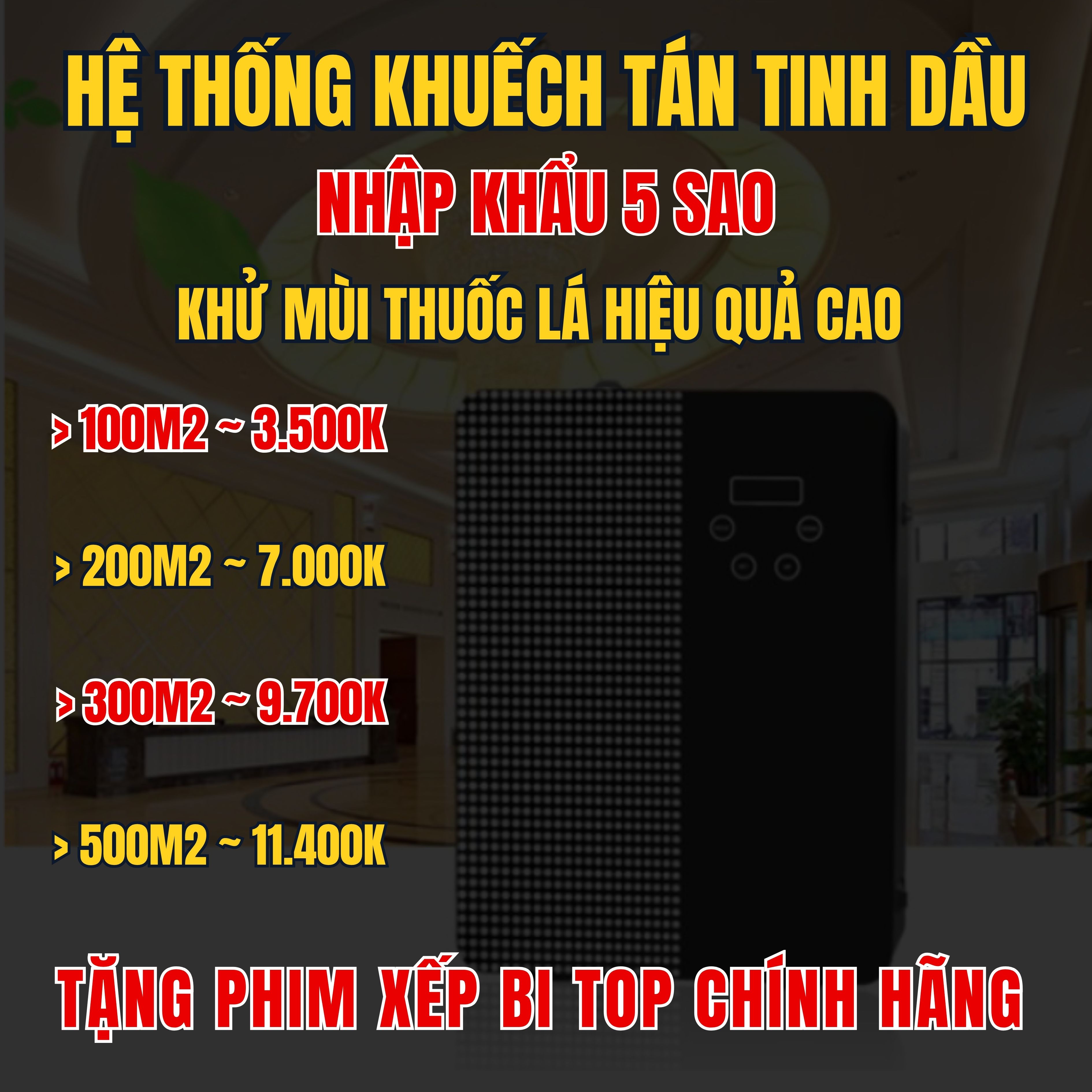 Hệ thống tinh dầu nhập khẩu 5 sao - Khử mùi thuốc lá / không hiệu quả không lấy tiền