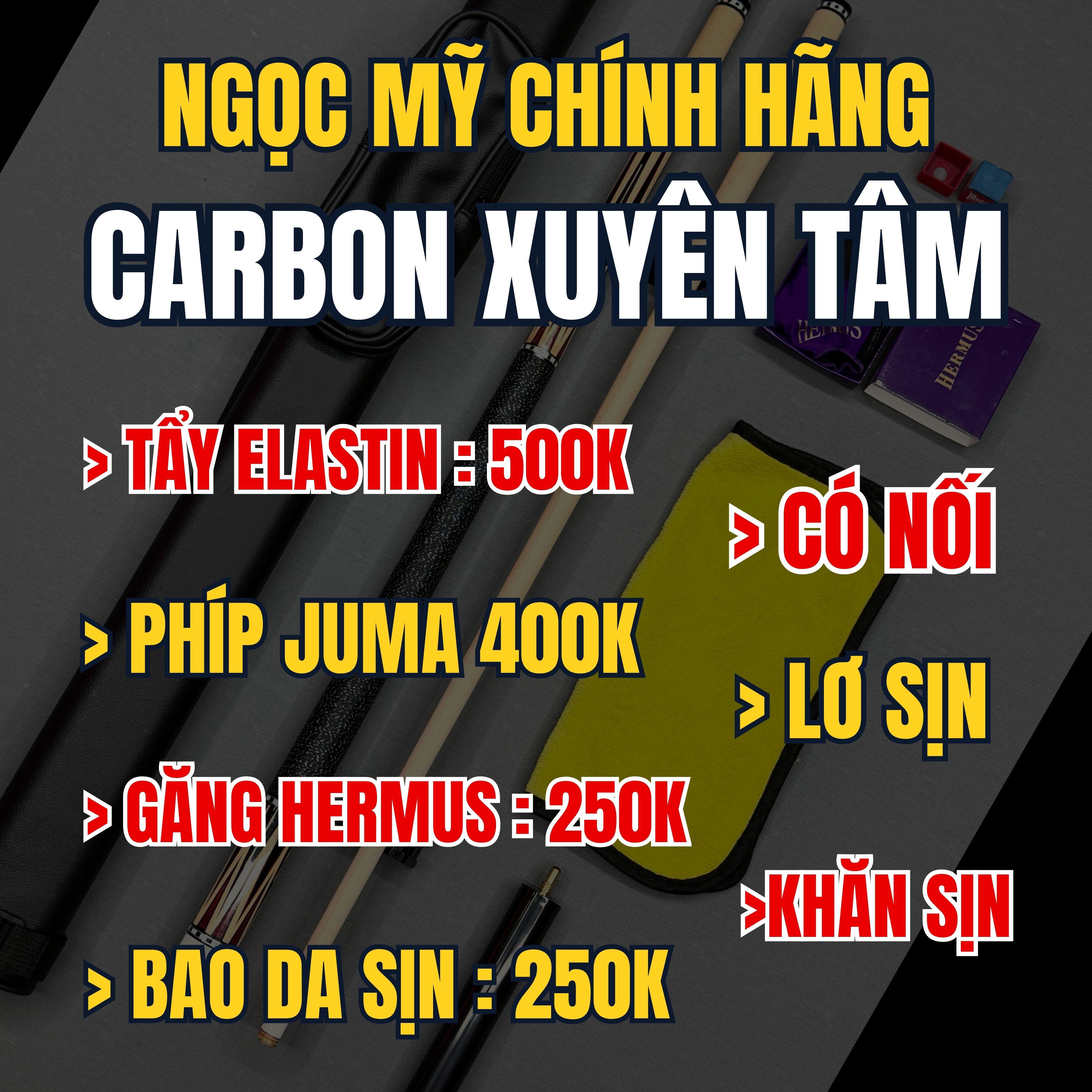 COMBO NGỌC MỸ CHÍNH HÃNG CARBON XUYÊN TÂM / ĐẲNG CẤP TUẤN TOP TN