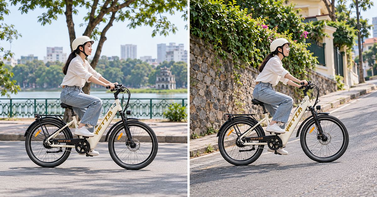 Cùng xe VIETTA trên đường bằng và dốc khi không dùng trợ lực