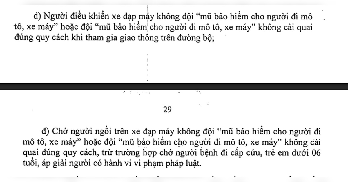 Quy định mức phạt người điều khiển xe đạp máy vi phạm về mũ bảo hiểm