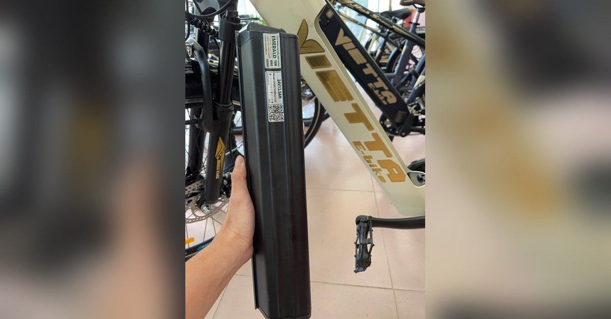 Nhãn pin 24V 13,5Ah trên xe đạp trợ lực VIETTA