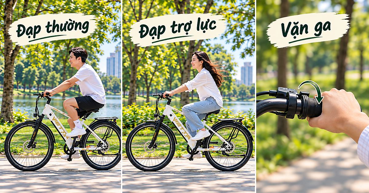 Phân biệt đạp thường, đạp trợ lực và vặn ga trên xe đạp trợ lực