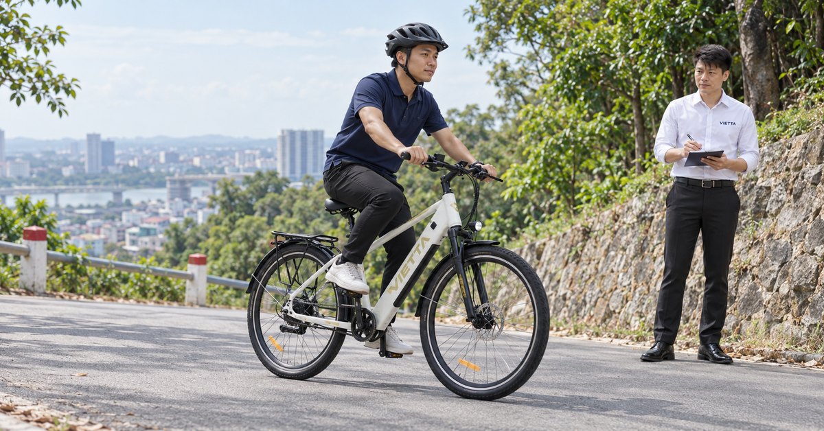 Thử xe VIETTA trên đoạn đường dốc có kiểm soát