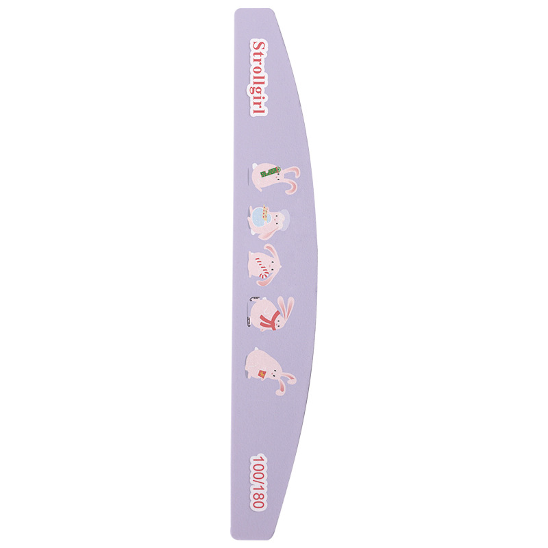 Dũa Móng Tay Bán Nguyệt Độ Nhám 100/180, Họa Tiết Thỏ Dễ Thương, Phụ Kiện Làm Nail Chuyên Nghiệp