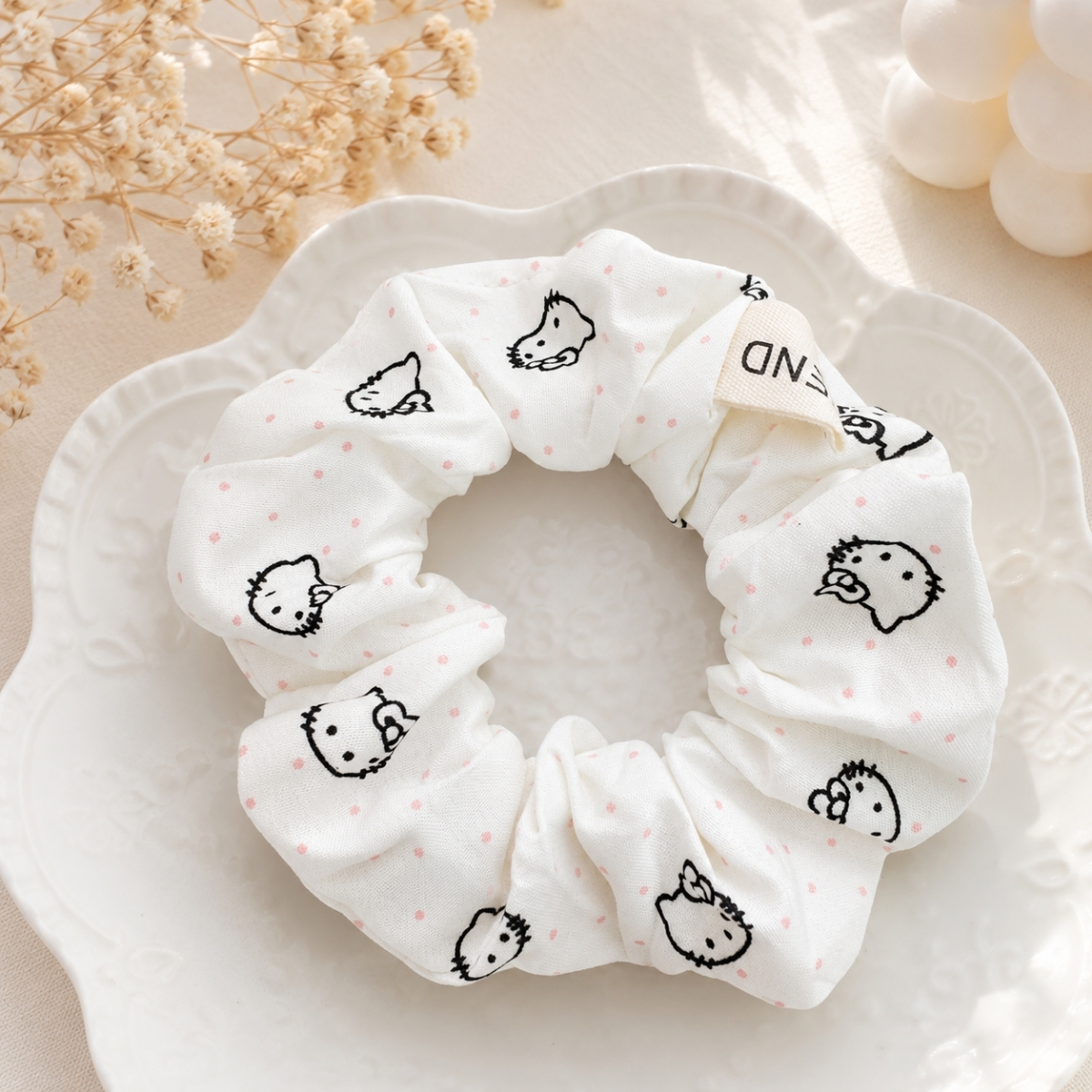 Dây Buộc Tóc Scrunchies Phối Ren Nơ Ruy Băng Phong Cách Tiểu Thư Vintage