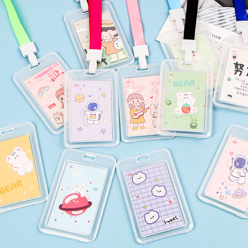 Dây Đeo Thẻ Học Sinh Trong Suốt Kawaii - Vỏ Bọc Thẻ Sinh Viên, CCCD Hoạt Hình Dễ Thương