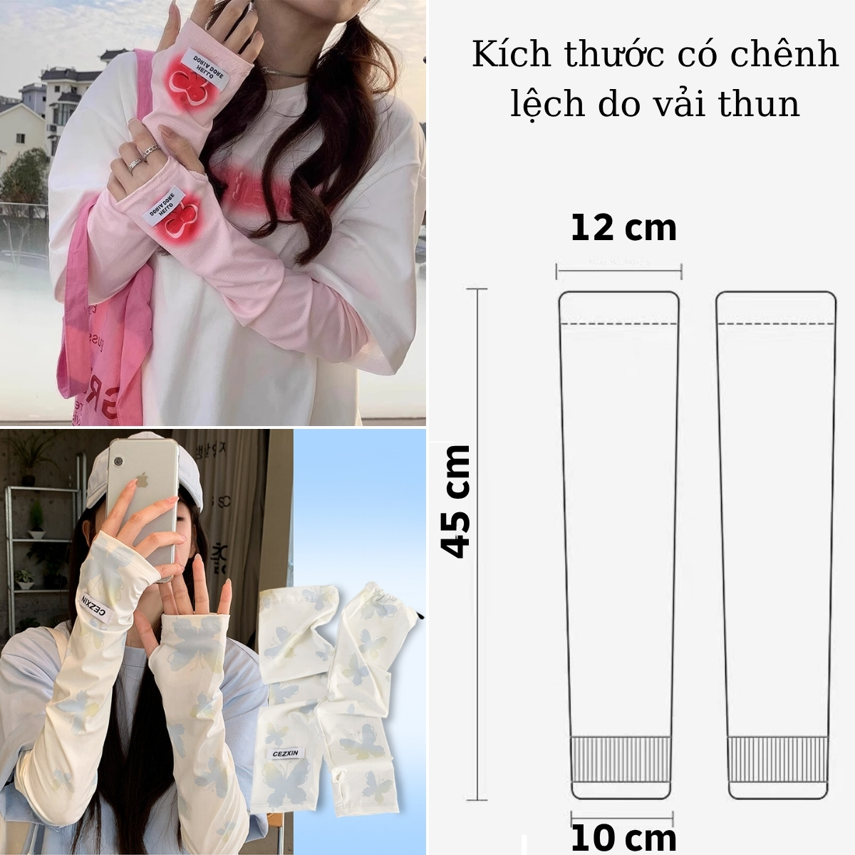 Bao Tay Chống Nắng Nữ Form Rộng Thoáng Mát, Găng Tay Dài Co Giãn Mềm Mịn Chống Tia UV