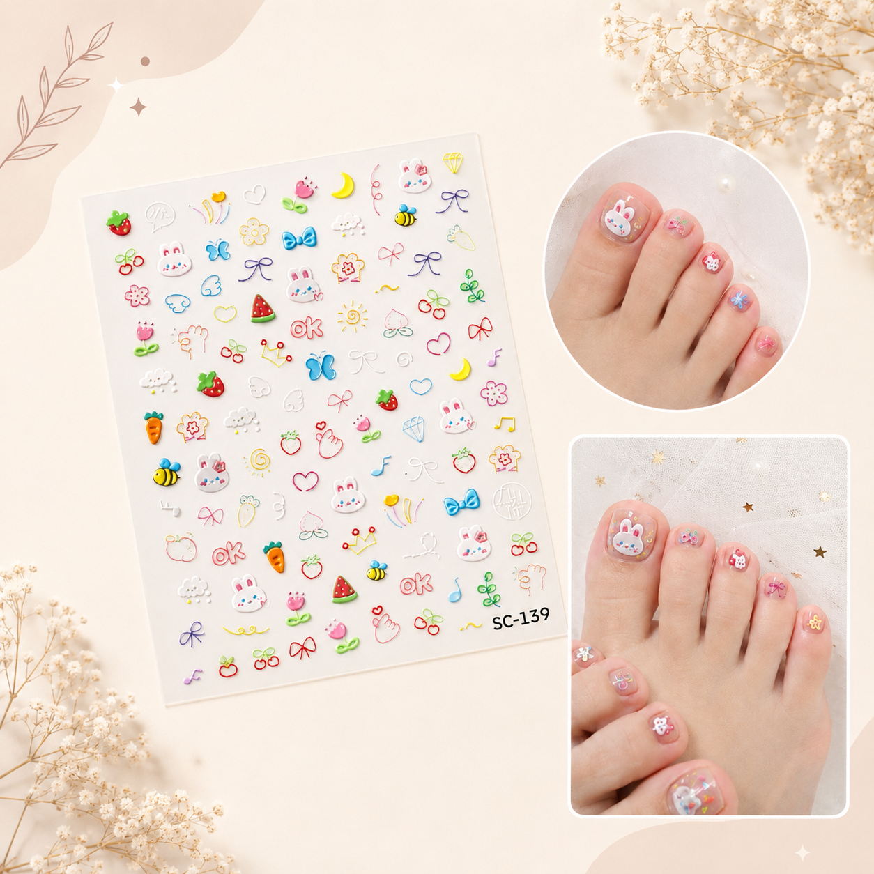 Sticker In Nổi 3D Dán Móng Tay, Điện Thoại, Sổ Tay, Sticker PVC Chống Nước Nhiều Mẫu