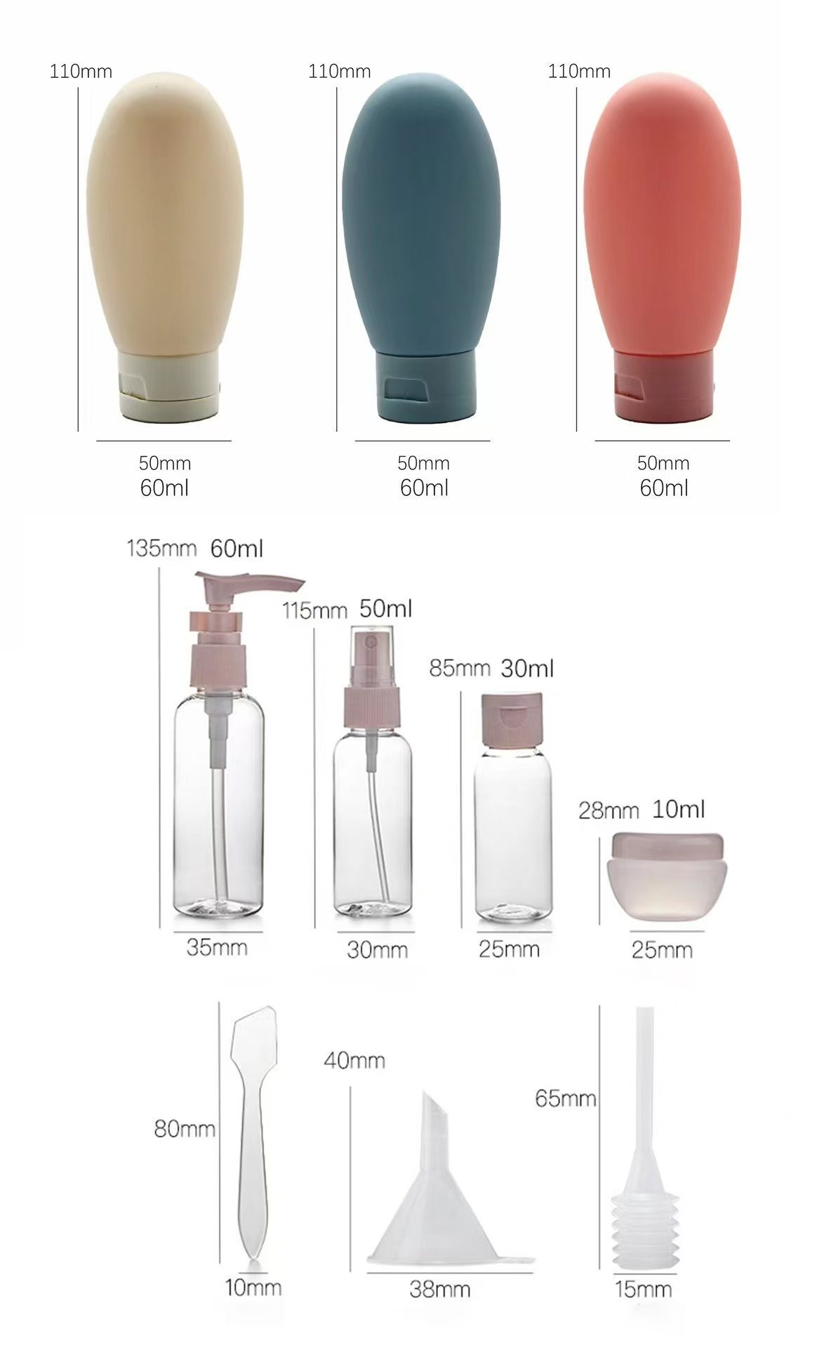 Bộ Chiết Mỹ Phẩm Du Lịch, Chai Đựng Dầu Gội, Sữa Tắm, Kem Dưỡng Mini Tiện Lợi