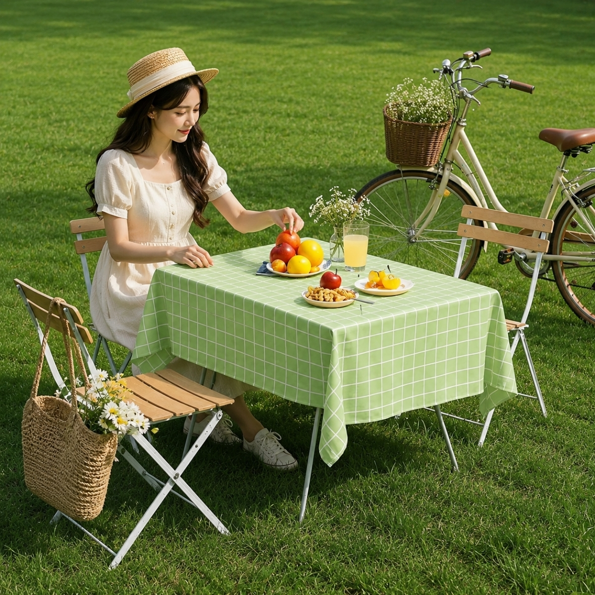 Khăn Trải Bàn Caro, Thảm Picnic Nhựa PVC Chống Thấm Mỏng Nhẹ, Khăn Trải Dã Ngoại, Phông Nền Chụp Ảnh