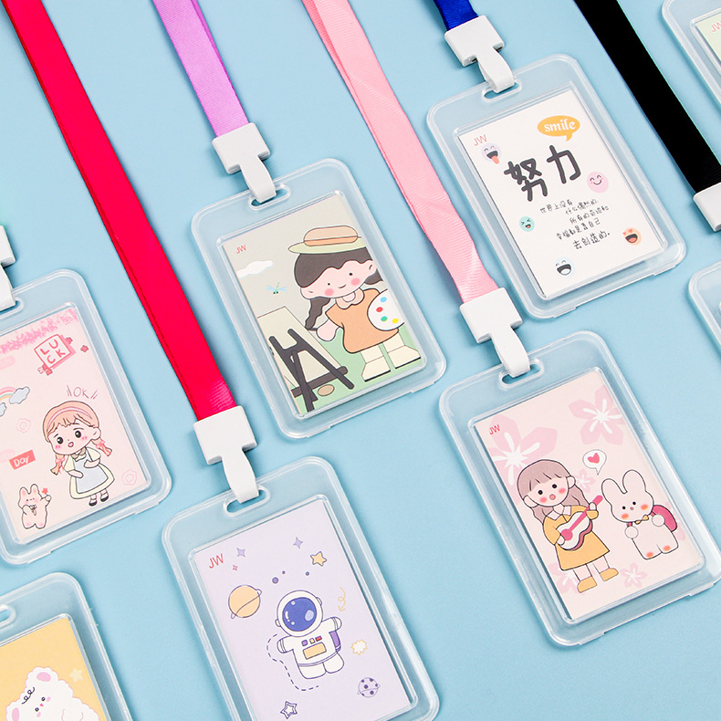 Dây Đeo Thẻ Học Sinh Trong Suốt Kawaii - Vỏ Bọc Thẻ Sinh Viên, CCCD Hoạt Hình Dễ Thương