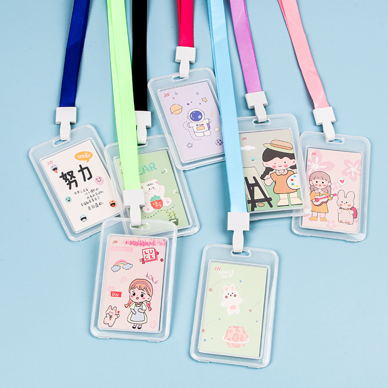 Dây Đeo Thẻ Học Sinh Trong Suốt Kawaii - Vỏ Bọc Thẻ Sinh Viên, CCCD Hoạt Hình Dễ Thương
