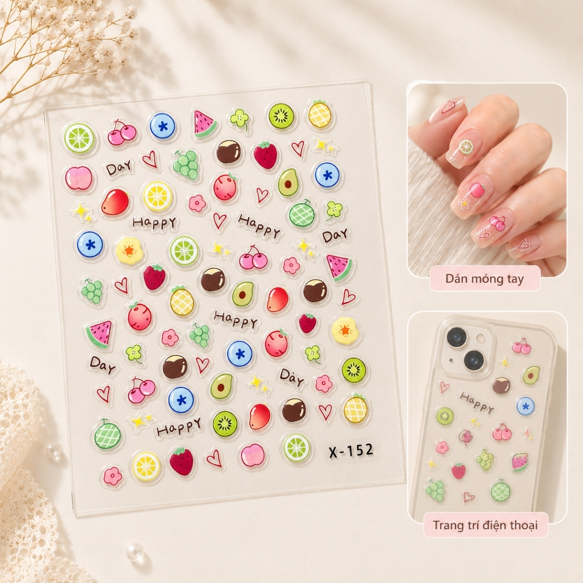 Sticker In Nổi 3D Dán Móng Tay, Điện Thoại, Sổ Tay, Sticker PVC Chống Nước Nhiều Mẫu